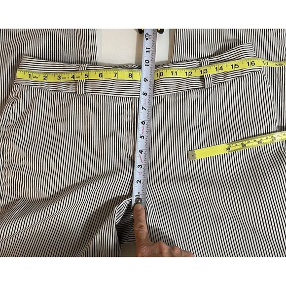 Talbots Signature Ankle Pant Women Size 8 Striped Black Cream Mid Rise Stretch - Picture 10 of 10